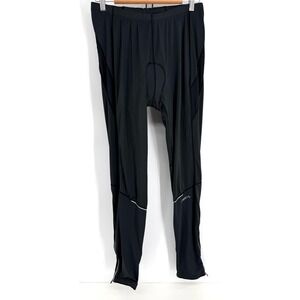 Trayl Mens Padded Cycling Tights Black‎ Reflective Ankle Zip Bike Pants Sz L